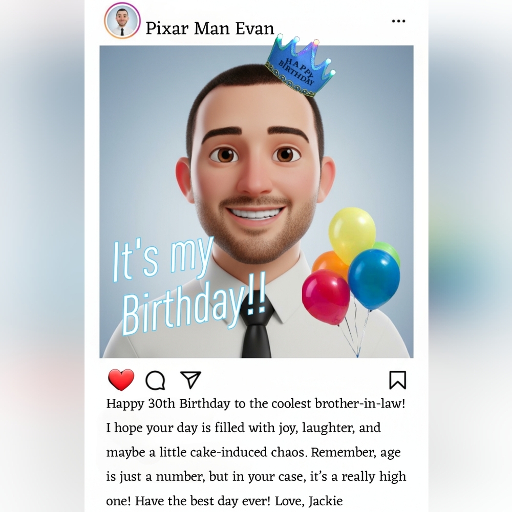 Colorful Personalized Digital Avatar Birthday Card